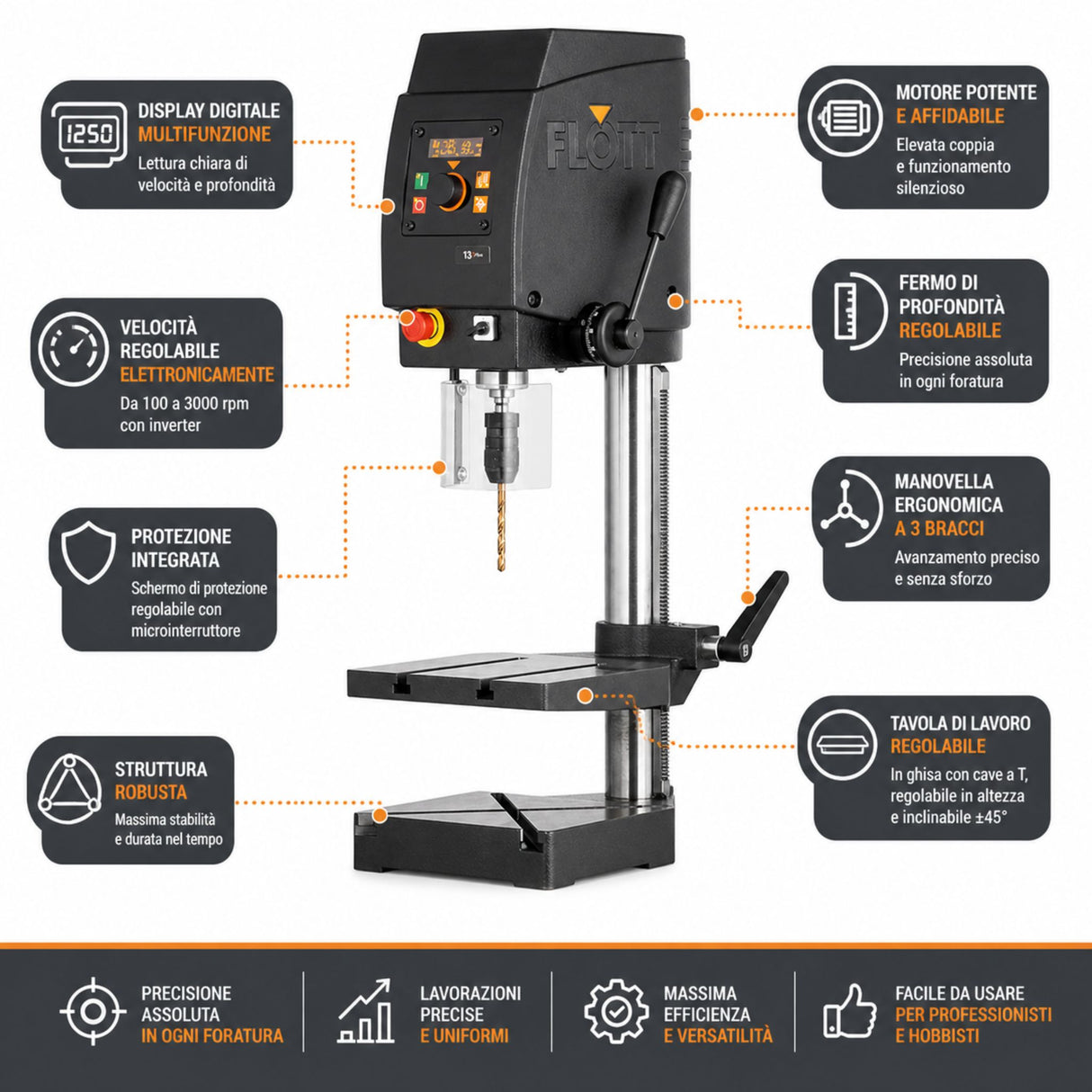 Flott TB 13 Plus B16 – Trapano da banco professionale