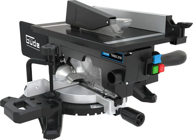 Güde TKGS 210 – Troncatrice combinata da banco 1800 W con laser di taglio, lama HM Ø 254 mm e protezione anti-riavvio, perfetta per tagli precisi e sicuri nel fai-da-te.