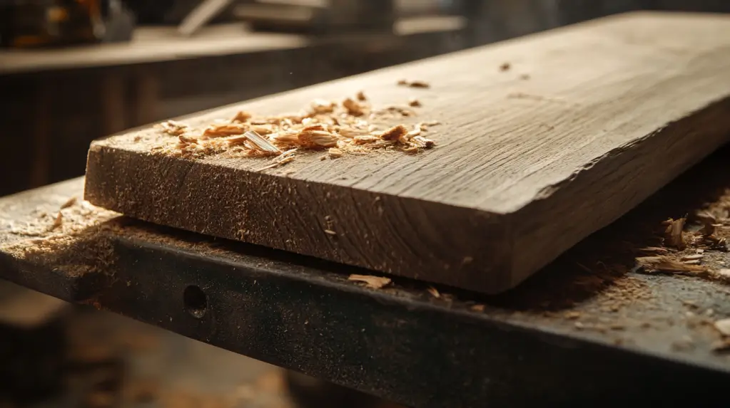 Perfectly smooth wooden board on a workbench