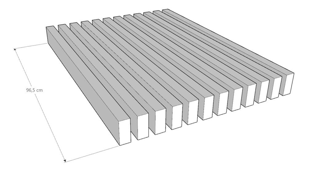 (12) pieces of wood 50mm x 100mm x 96.5cm