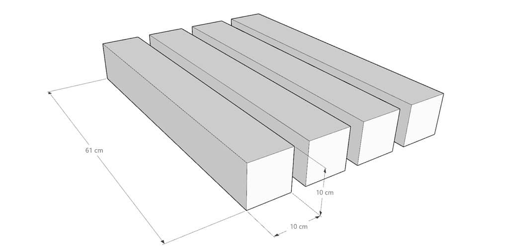 (4) 100mm x 100mm x 61cm pieces of wood