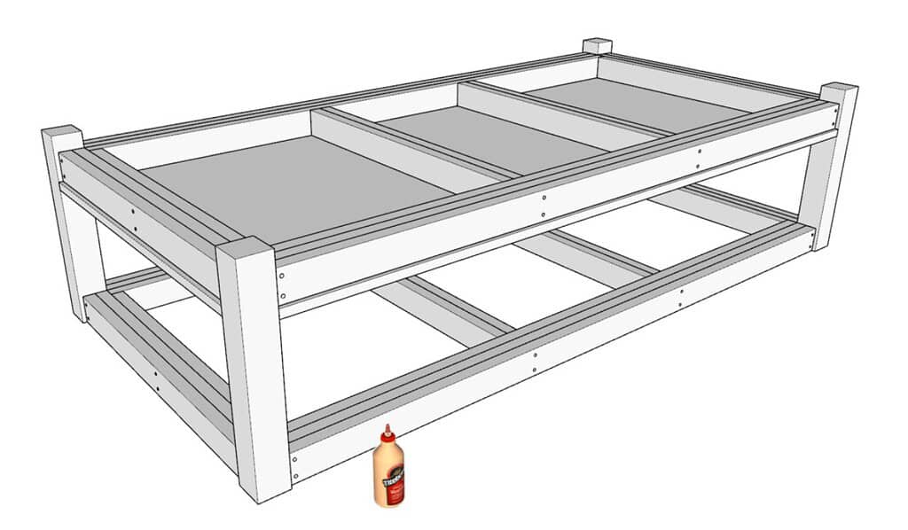 Adding the second frame and fixing the worktop first