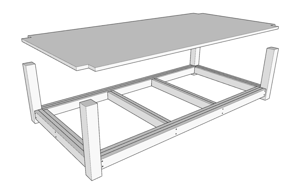 Fixing the plywood panel to the workbench frame