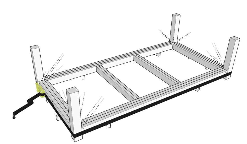 Securing the frame with a ratchet strap