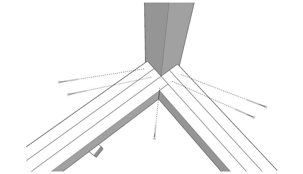 Diagonal fastening of workbench leg screws